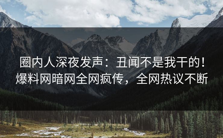 圈内人深夜发声:丑闻不是我干的!爆料网暗网全网疯传,全网热议不断