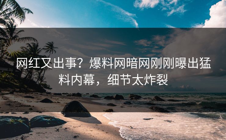 网红又出事？爆料网暗网刚刚曝出猛料内幕，细节太炸裂