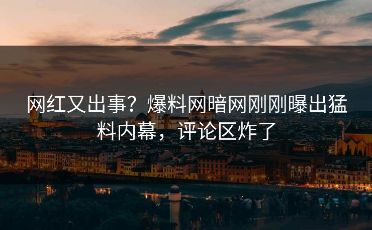 网红又出事？爆料网暗网刚刚曝出猛料内幕，评论区炸了