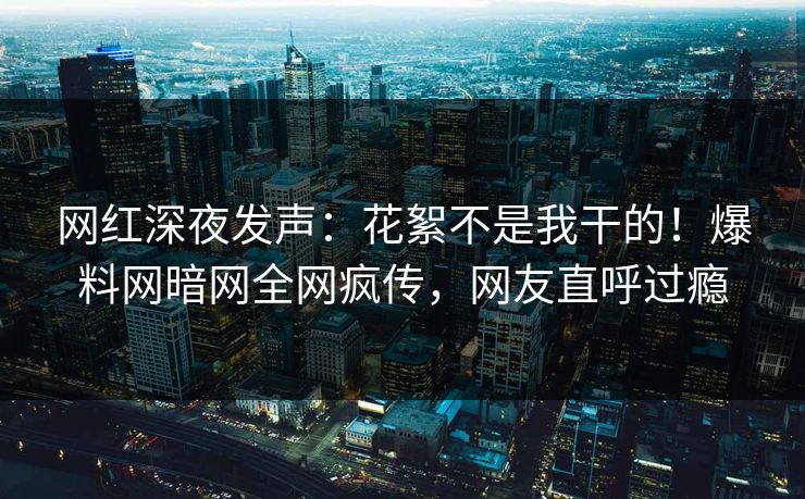 网红深夜发声：花絮不是我干的！爆料网暗网全网疯传，网友直呼过瘾