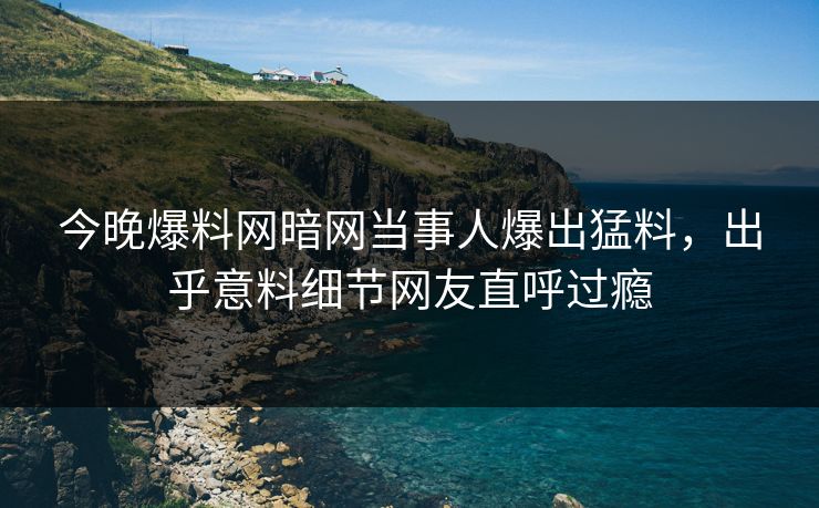今晚爆料网暗网当事人爆出猛料，出乎意料细节网友直呼过瘾