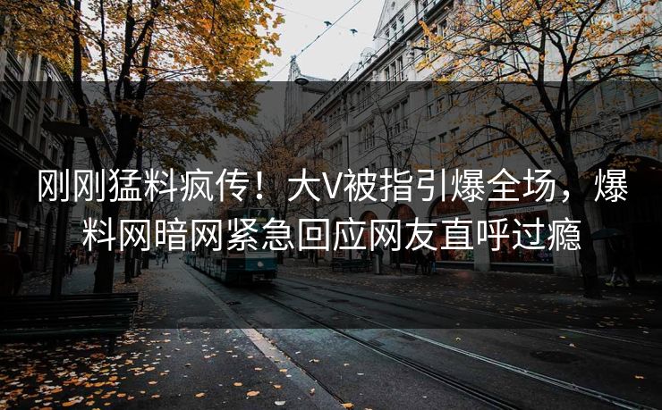 刚刚猛料疯传！大V被指引爆全场，爆料网暗网紧急回应网友直呼过瘾