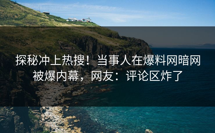 探秘冲上热搜！当事人在爆料网暗网被爆内幕，网友：评论区炸了