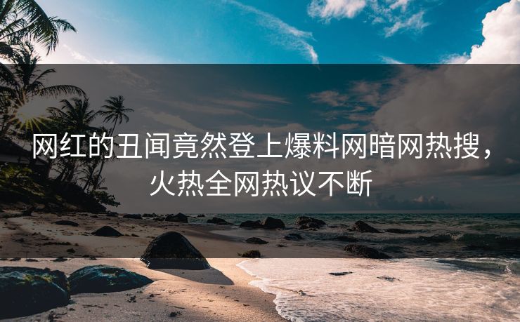 网红的丑闻竟然登上爆料网暗网热搜，火热全网热议不断